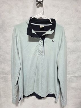 The Black Dog Men's Mint Zip-Front Sweater with Navy Trim